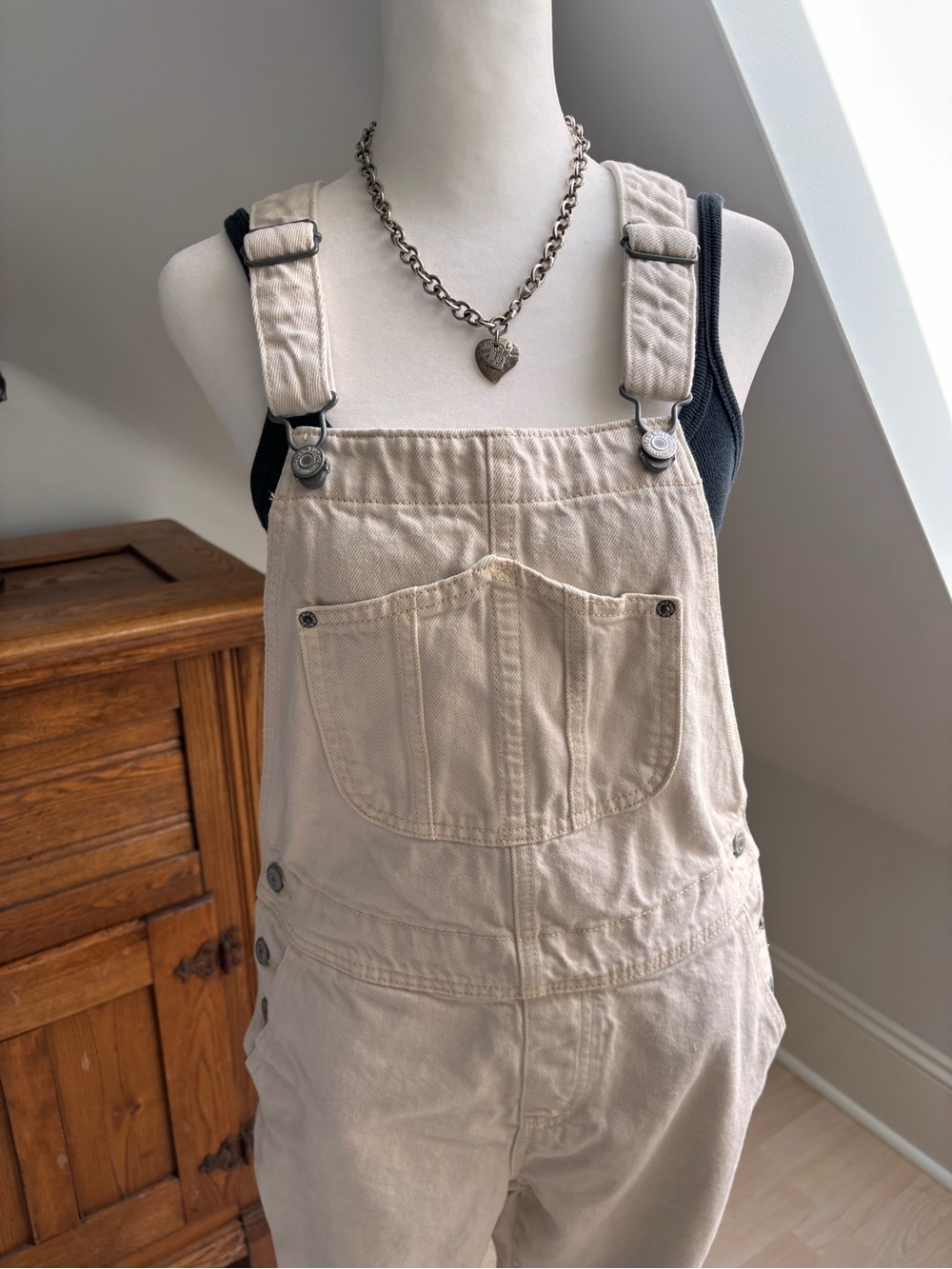 Old Navy Cream Denim Overalls 🤍 - Picture 3 of 8